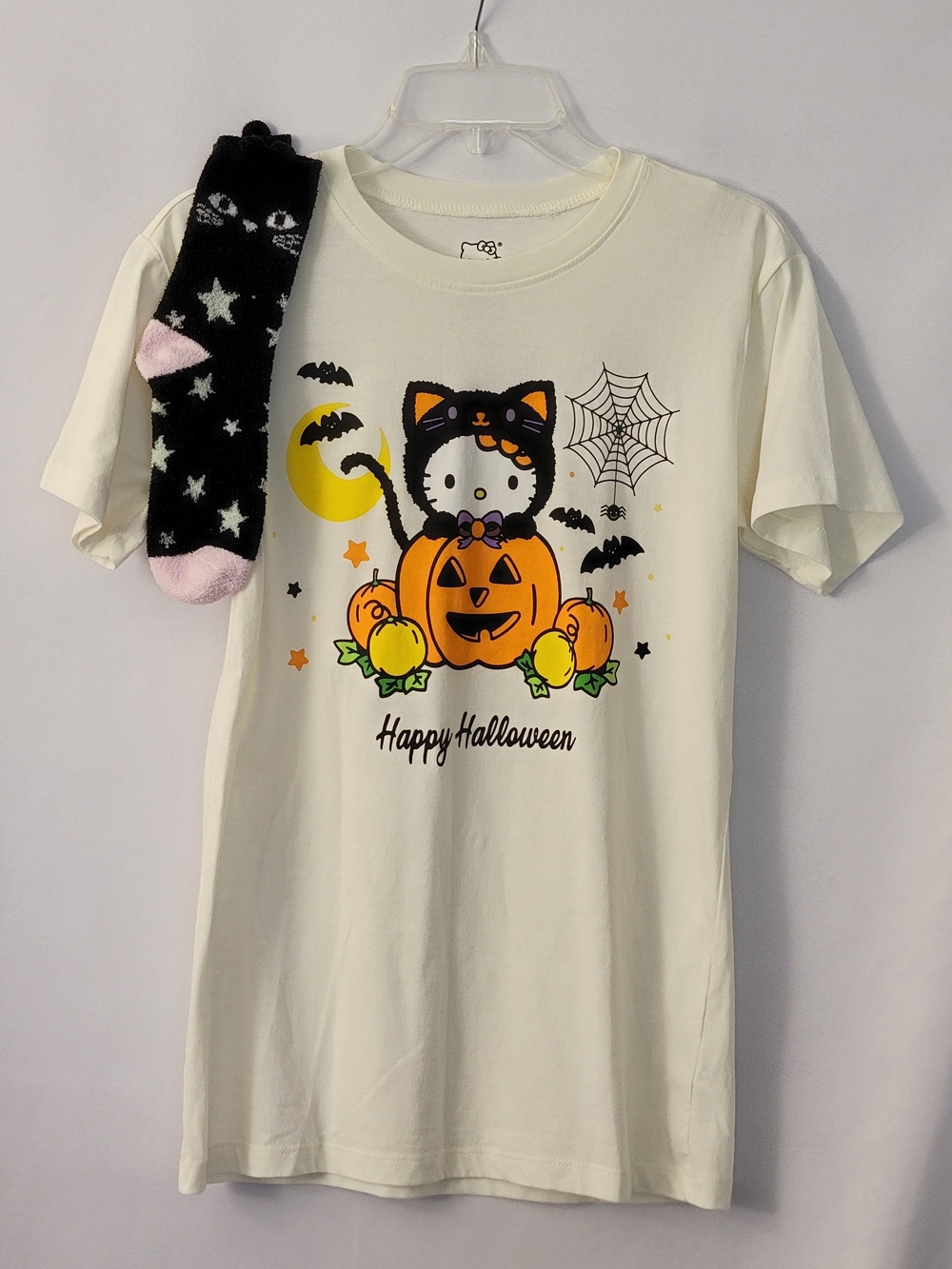 Hello Kitty Halloween T-Shirt & Cat Socks Size S